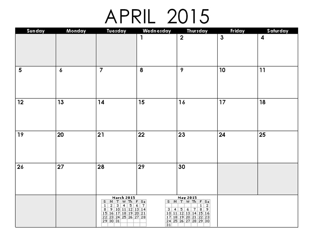 april 2015 calendar