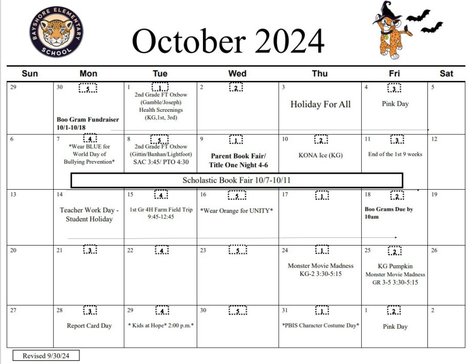 Calendar – Bayshore Elementary