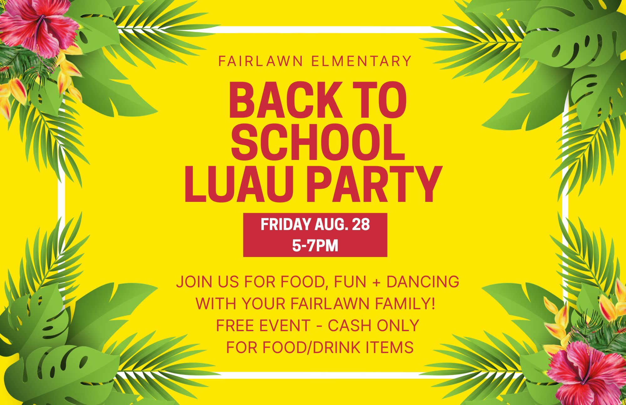 Luau Party Facebook Post