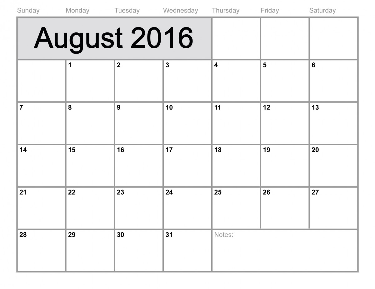 August 2016 Calendar Fort Pierce Central