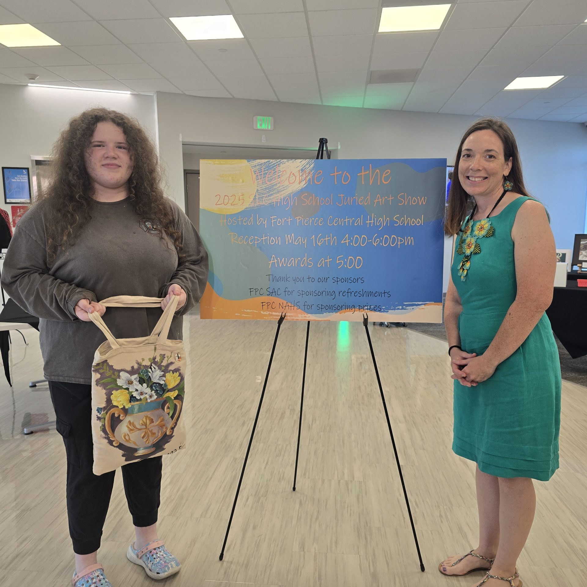 HS Juried Art Show, Student with Mrs. Avra