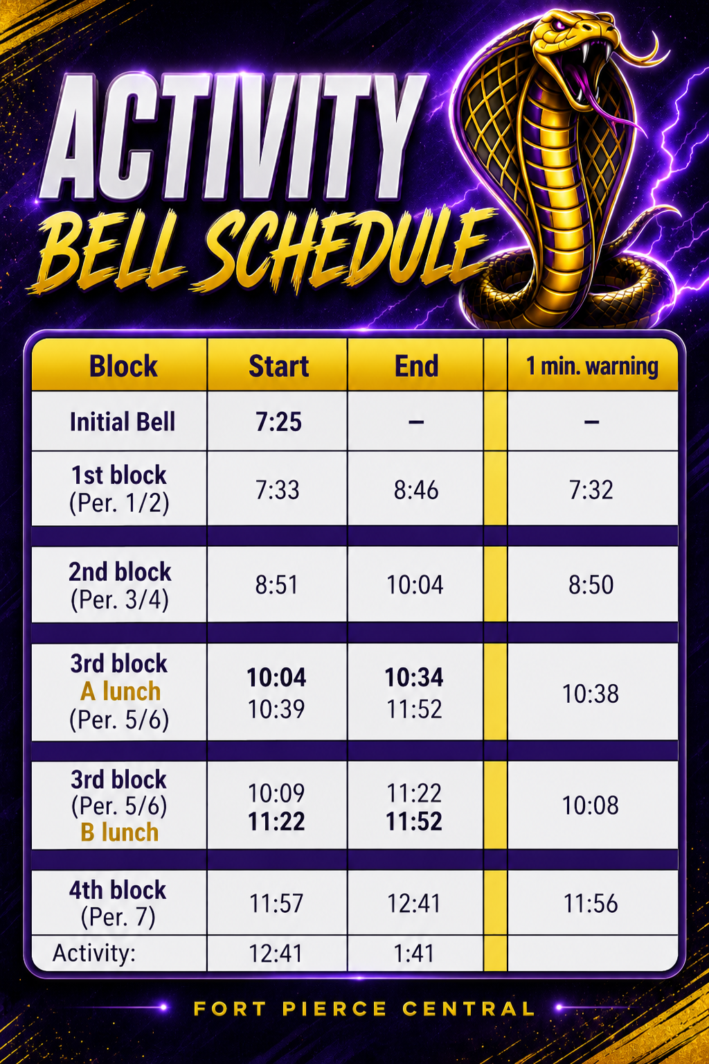 Activity Bell Schedule