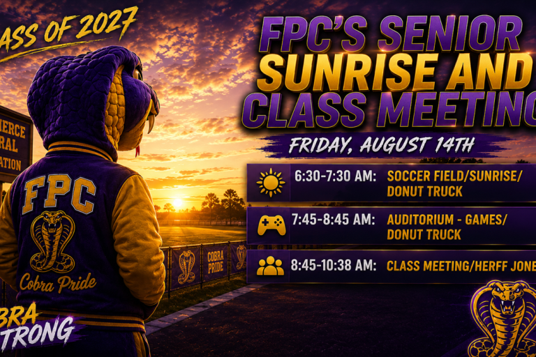 Senior Sunrise event on Friday, August 14th 6:30-7:30am
