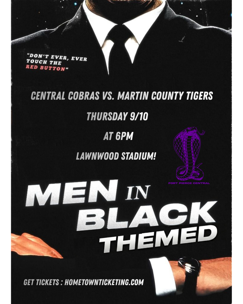 Football Game Thurs 9-10 Men in Black Theme