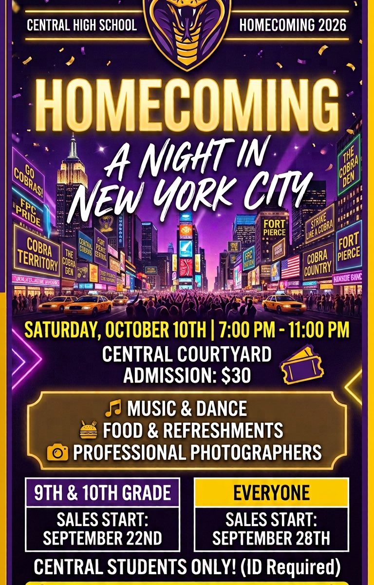 Homecoming, A Night in New York City, October 10th, 7pm-11pm at FPCHS Gym