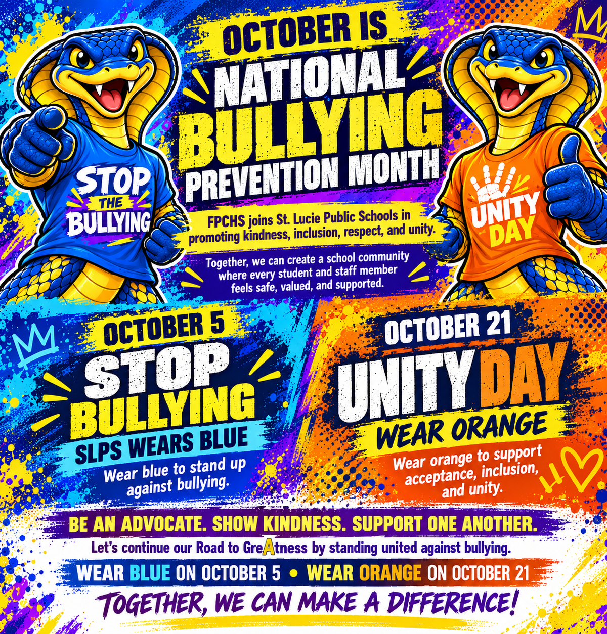 FPCHS Cobras Unite Against Bullying Social Media Image