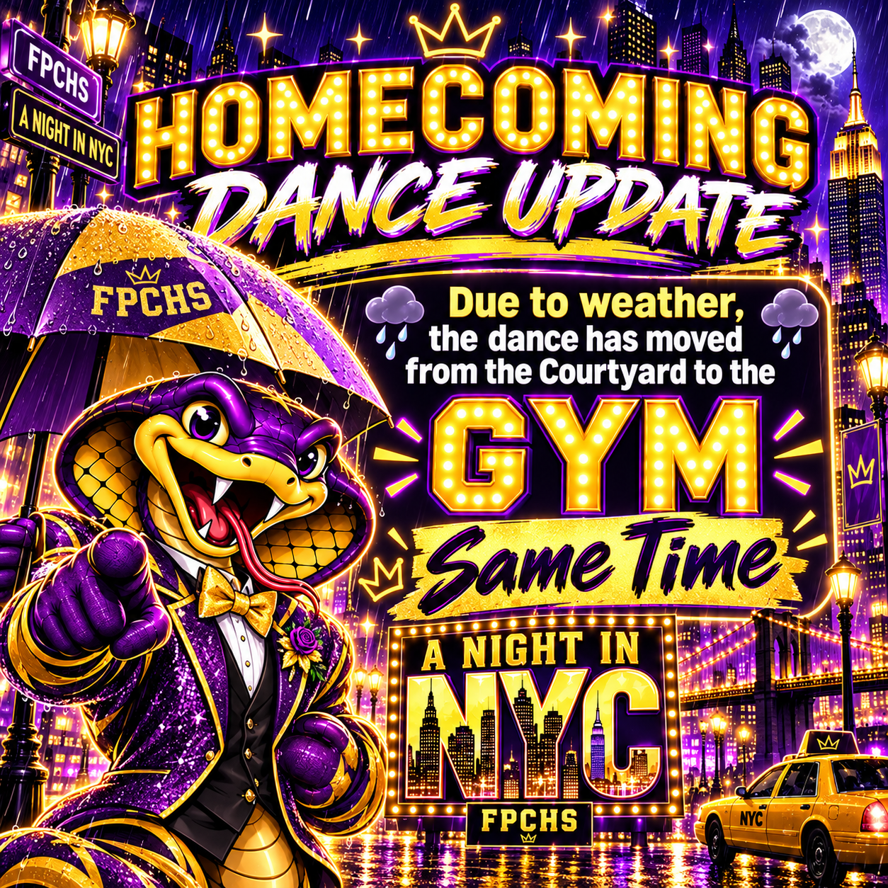 HOCO dance location moved from courtyard to gym due to potential weather