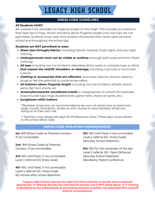 Official Dress Code Released – Legacy High School