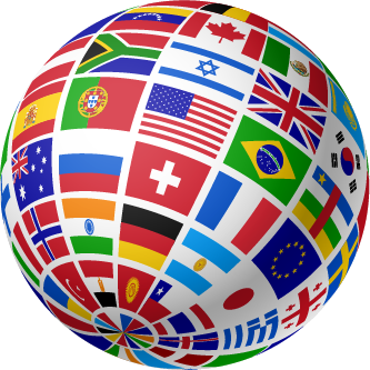 Globe of country flags