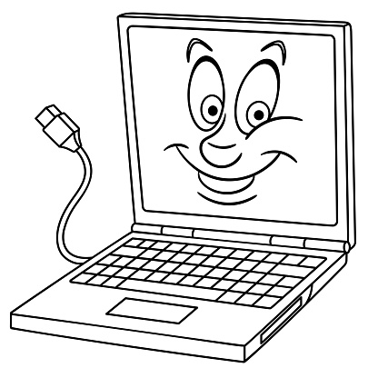 Coloring page of cartoon laptop. Coloring book design for kids. | Lincoln  Park Academy
