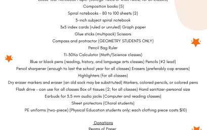 8th Grade Supply List