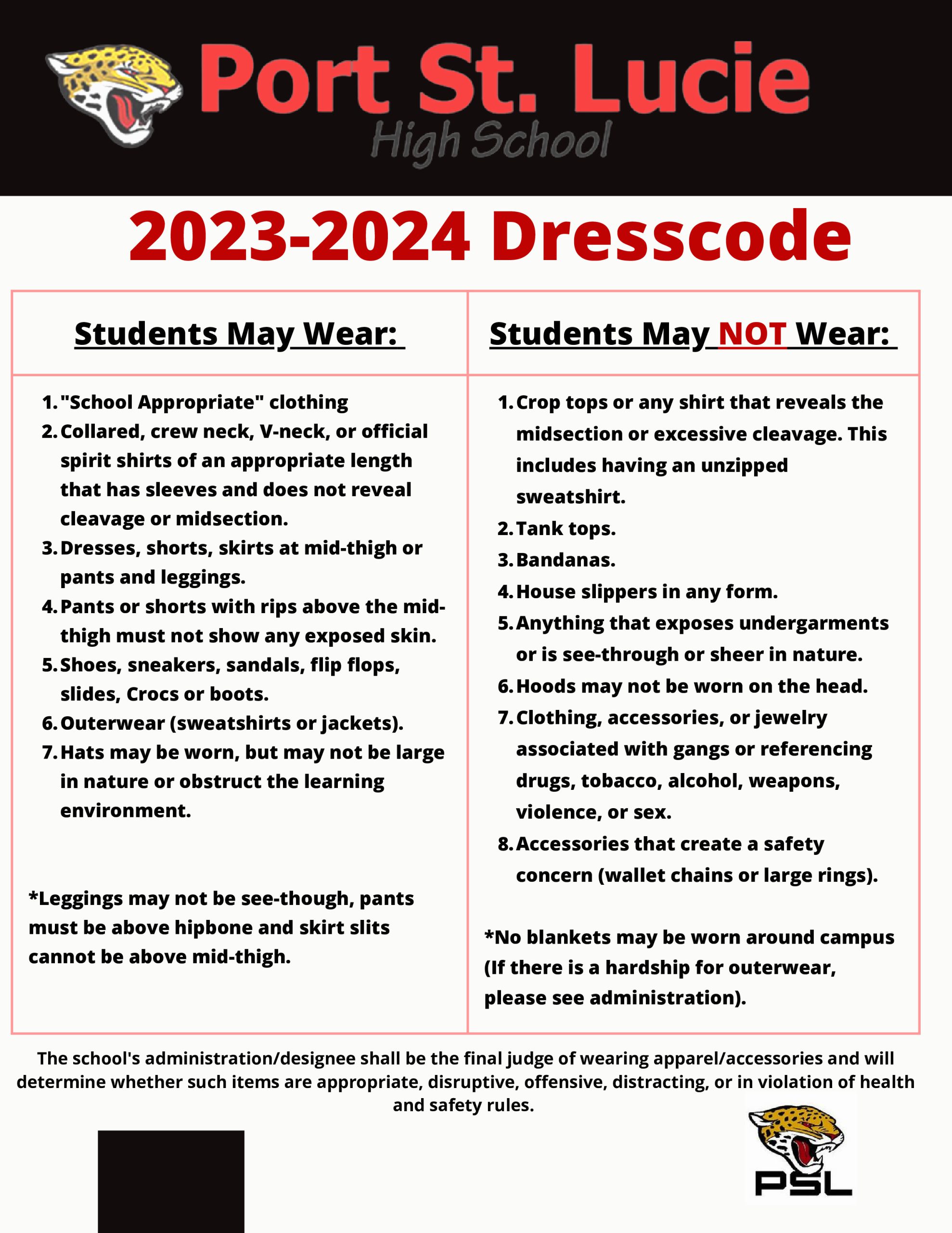 2023-2024 Bay District Schools Dress Code