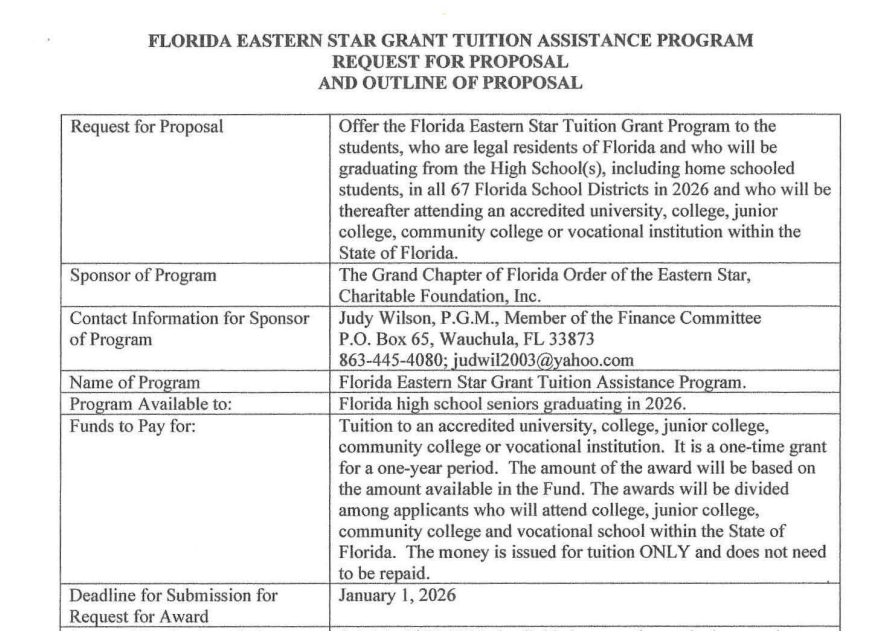 florida eastern scholarship