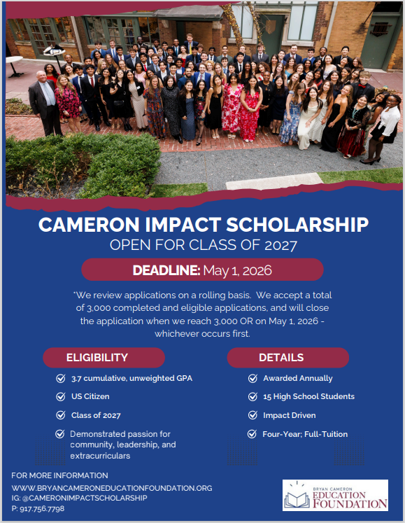 Cameron Impact scholarship for Class of 2027