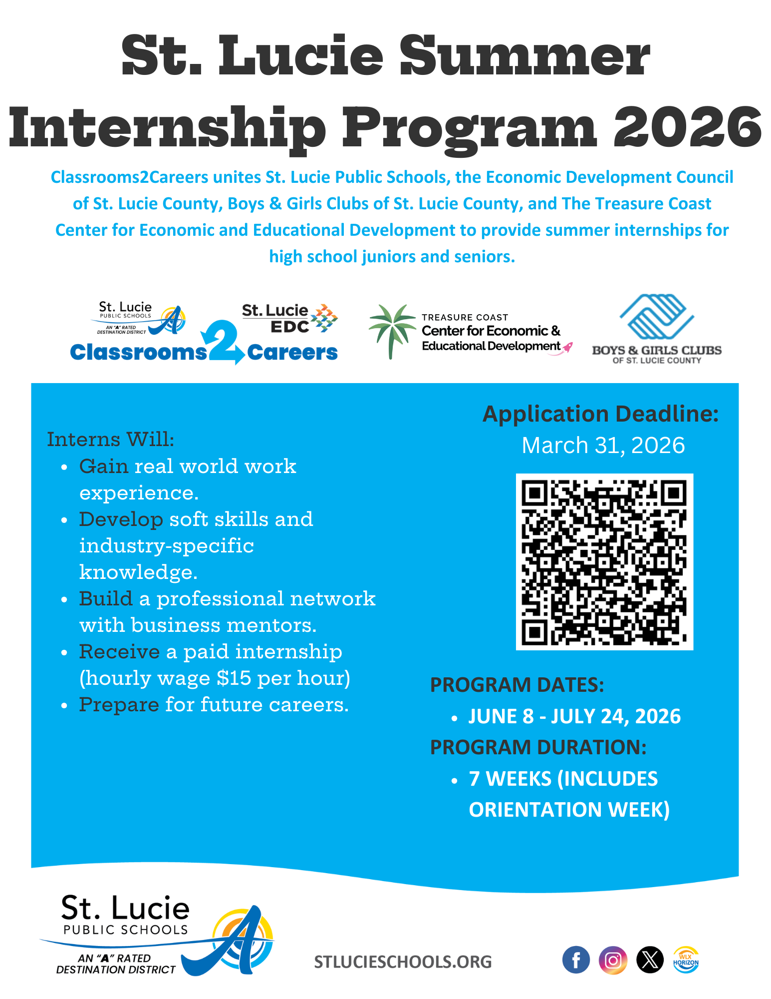 FLYER - St Lucie Summer Internship 2026